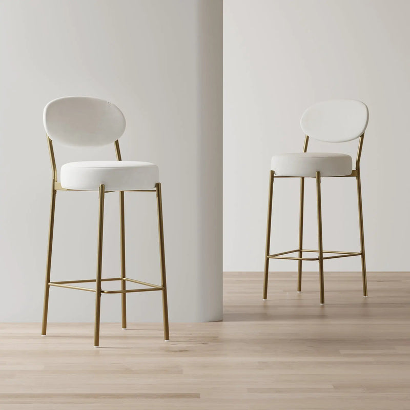 29'' Upholstered Velvet Bar Stools with Backrest & Footrest - Set of 2 by HouseOfZazla