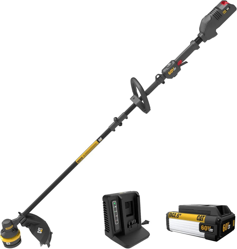 Cat DG610 60V 15” Brushless String Trimmer Cordless with Dual Line Bump Feed Head, Edger with Quick Line Load, Weed Trimmer with ECO Mode for Extended Runtime – Battery & Charger Included by GreenHaven Gardens