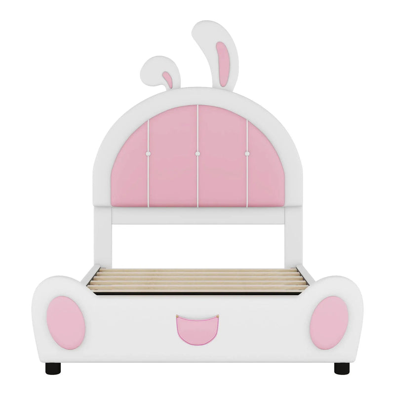 Upholstered Platform Bed With Rabbit Shaped Headboard by HouseOfZazla