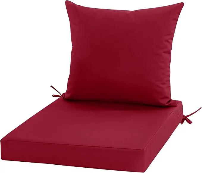 Outdoor Chair Cushions, Waterproof Outdoor Cushions for Patio Furniture w/Fade-Resistant, Removable & Machine-Washable Covers, 19x19 Inch, Ideal for Seat in Gardens/Porch – Set of 1/2/4, Burgundy by GreenHaven Gardens