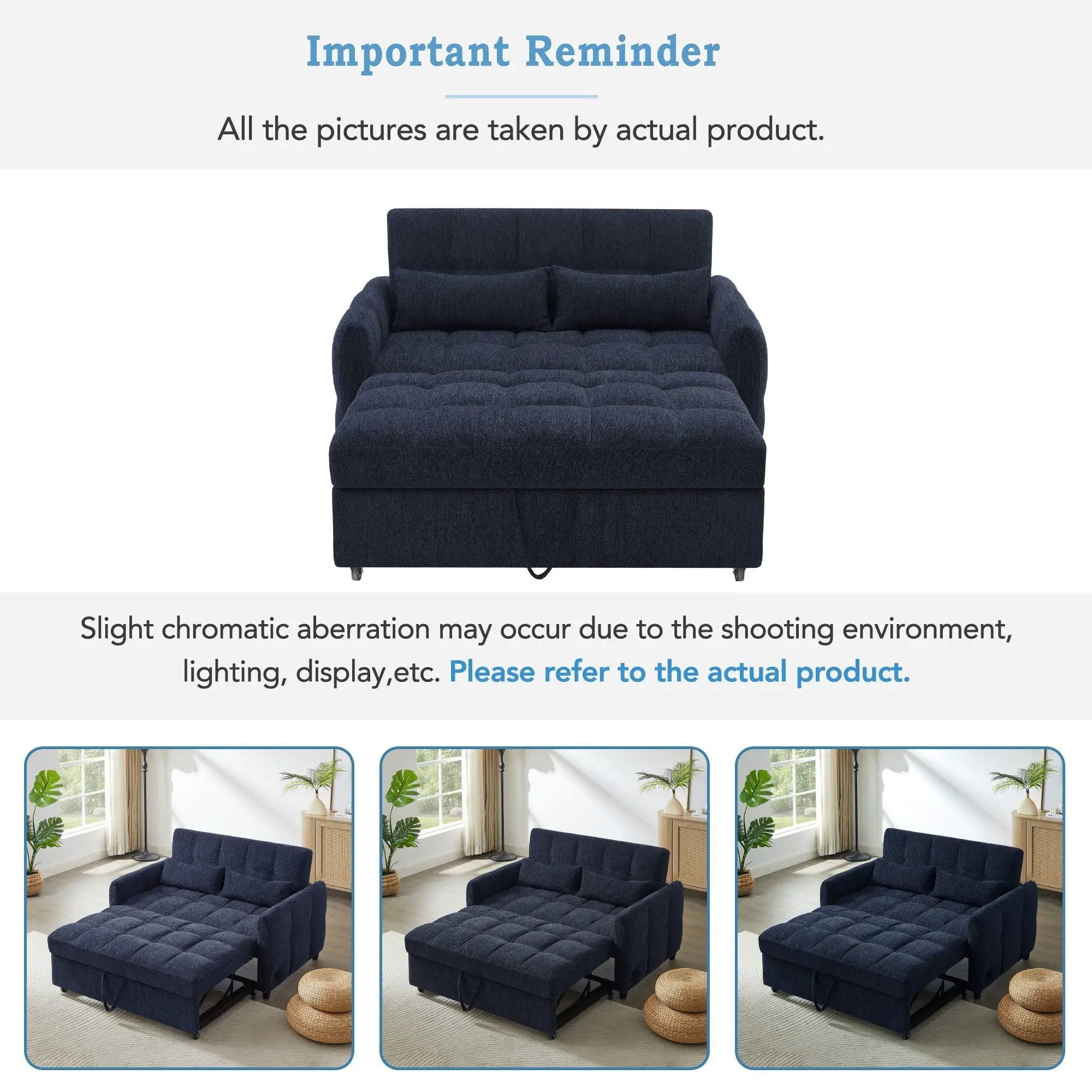 Loveseat Sofa Pull-Out Bed With Adjustable Backrest, 3 USB Ports And 2 Lumbar Pillows For Living Room by HouseOfZazla