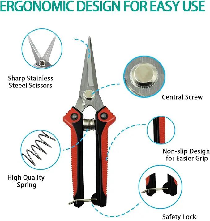 4 Pack Garden Pruning Shears Scissors Set, Stainless Steel Sharp Clippers Flower Shears Florist Scissors with Non-Slip Grip for Plant Tree Trimmers Secateurs by GreenHaven Gardens