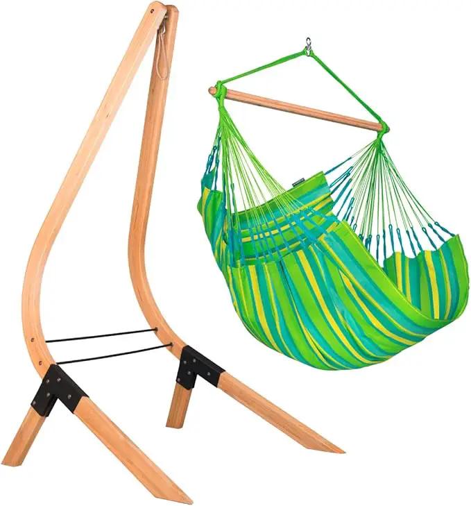 LA SIESTA® - Large Comfort Domingo Hammock Swing Chair - Weather & Tear Resistant Hanging Hammock Chair - Indoor Outdoor Hammock Chair Swing - Patio Porch Bedroom Hanging Chair - Max 285 Lbs, Lime by GreenHaven Gardens