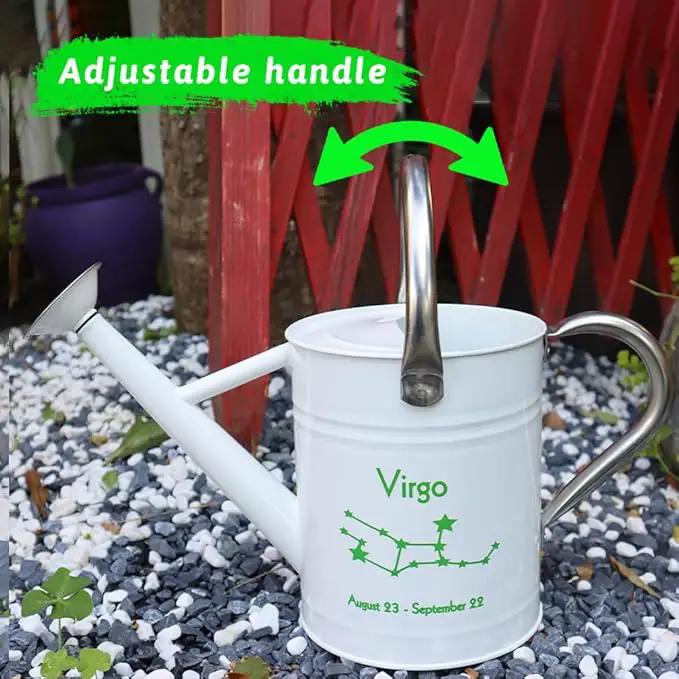 Metal Watering Can for Outdoor and Indoor Plants, Watering Can Decor, 1 Gallon (Virgo) by GreenHaven Gardens