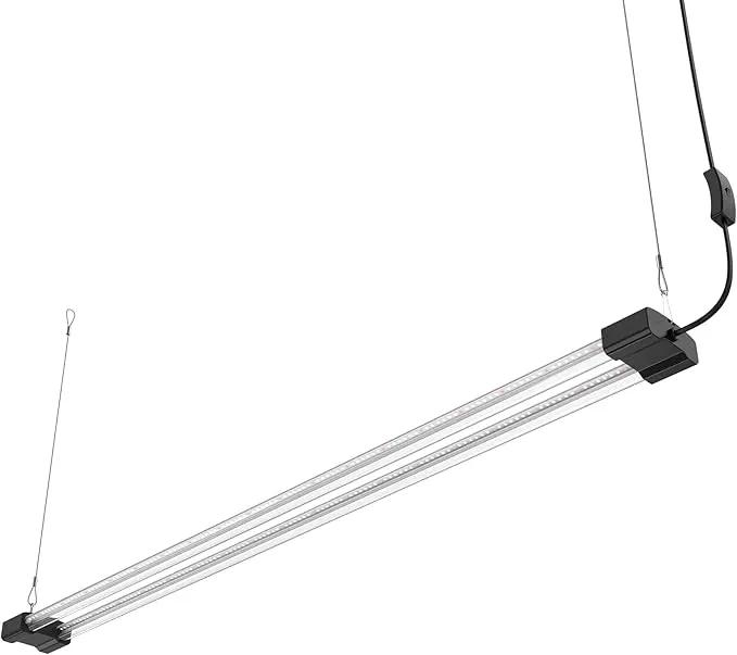 BoostGro LED Grow Light Full Spectrum 5000K Daylight + 660nm Red Linkable Indoor Plant Lighting Fixture Tubes (4 FT, Black) by GreenHaven Gardens
