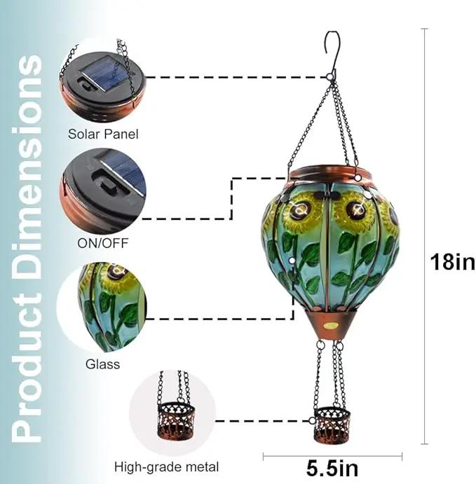 Hot Air Balloon Solar Lantern with Flickering Flame Hanging Solar Lanterns Outdoor Lights Waterproof Lanterns Decorative Garden Patio Yard Party Decor Sunflower by GreenHaven Gardens