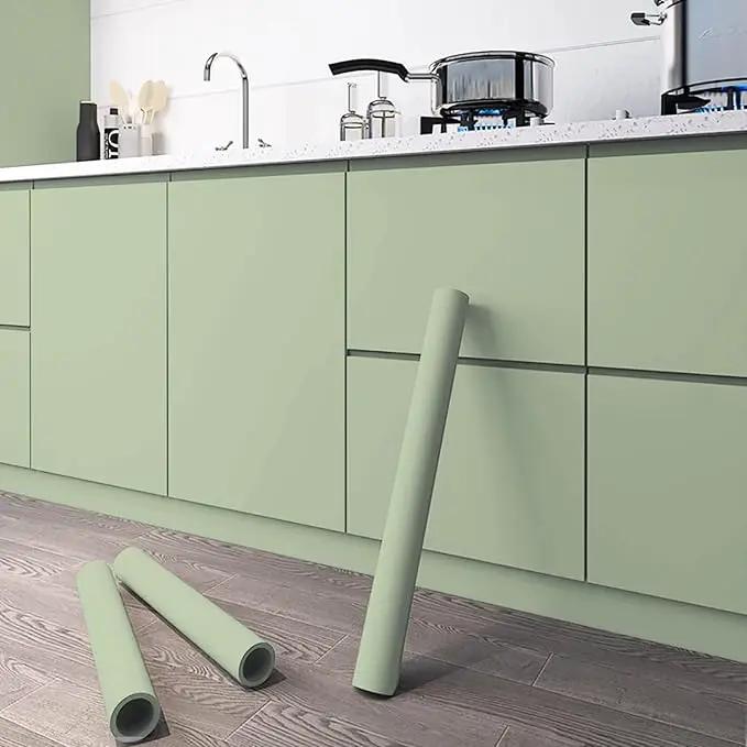 Dimoon 78.7''x17.3'' Green Skin Peel and Stick Wallpaper Contact Paper Modern Self Adhesive Wall Paper Removable Renter Friendly Textured Solid Color Vinyl Roll (78.7''x17.3'',Light Green Skin) by GreenHaven Gardens