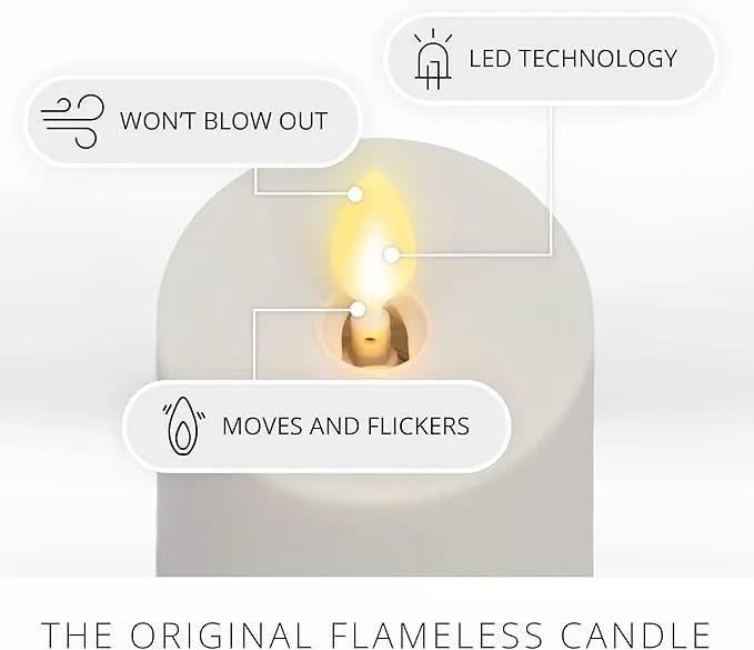 Luminara Outdoor Votive Flameless LED Candle, Pearl Ivory 2" x 3.2", Moving Flame Battery Operated Timer Remote Ready IPX4 Matte Plastic Finish by GreenHaven Gardens