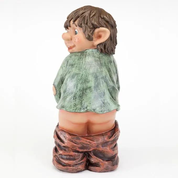 Bits and Pieces - Caught with His Pants Down Garden Statue - Naughty Gnome Yard Art, Funny Elf - Polyresin Statue Measures 13-1/2" High x 5" Wide by GreenHaven Gardens
