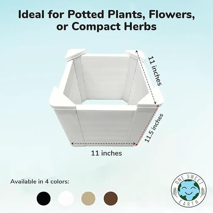 Raised Garden Bed - 1x1 ft Planter Box - White HDPE - No Tools Needed - DIY Kit for Urban Gardening, Flowers, Herbs & Vegetables - Made in The USA - 2 Pack by GreenHaven Gardens