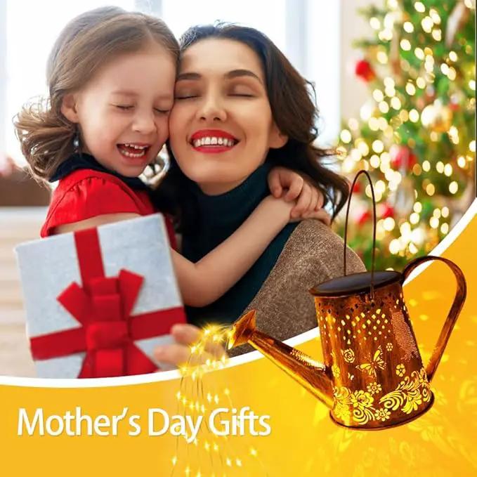 Solar Watering Can Lights, Unique Owl Gardening Gifts for Mom Women Grandma Birthday, Waterproof Large Hanging Solar Lantern for Outdoor Garden Patio Yard Pathway by GreenHaven Gardens