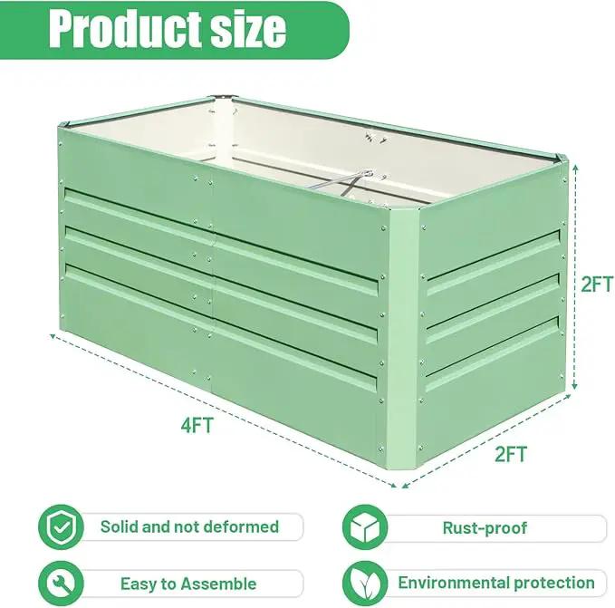 SnugNiture 2 Pcs 4x2x2FT Raised Garden Bed Galvanized Planter Garden Boxes Outdoor, Deep Root Planter Raised Bed for Vegetables Flowers Herbs,Green by GreenHaven Gardens