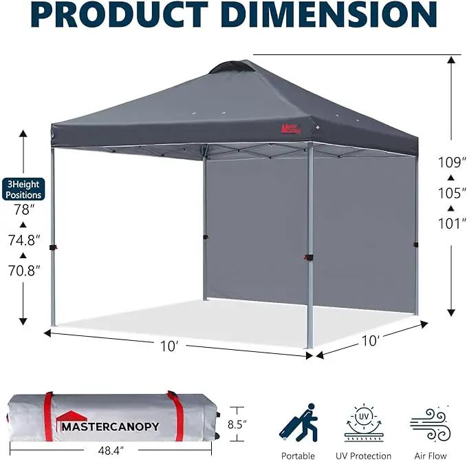 MASTERCANOPY Durable Pop-up Canopy Tent with 1 Sidewall (10'x10',Dark Gray) by GreenHaven Gardens
