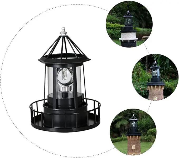 DOITOOL LED Solar Powered Rotating Lighthouse Outdoor Courtyard Solar Hanging Lamp Lawn Lantern for Patio Fence Garden Yard Decorations by GreenHaven Gardens