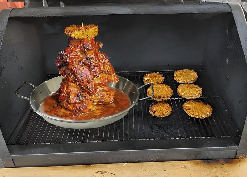13" Vertical Skewer Gyro Pan Spit Shawarma Stand for oven with Chicken Leg Rack, Al Pastor Skewer for Grill, El Pastor Hack for Tacos Chicken, Brazilian, Stainless Steel, with 8",10" and 12" stick by GreenHaven Gardens