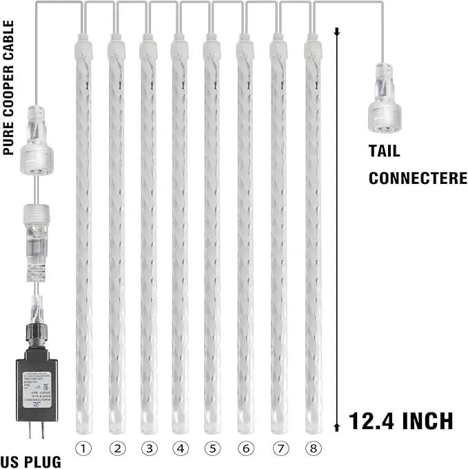 Dazzle Bright Red and Green Christmas Lights, 288 LED 11.8 Inch Meteor Shower Rain Lights with 8 Tubes, Waterproof Plug in Falling Rain Lights Christmas Decorations for Xmas Bushes Tree Yard Party by GreenHaven Gardens