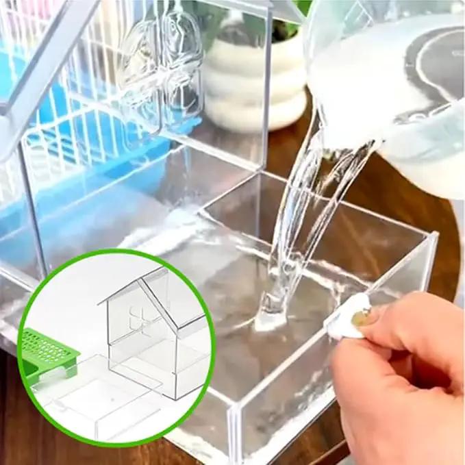 2026 New Pull-Out External Parrot Feeder, Bird Bath for Cage, 7*6*5.5in Bird Feeder House, Transparent Parakeet Cage Accessories, Easy To Fill, Clean, Long-Lasting, for Finch and Hummingbird (White) by GreenHaven Gardens