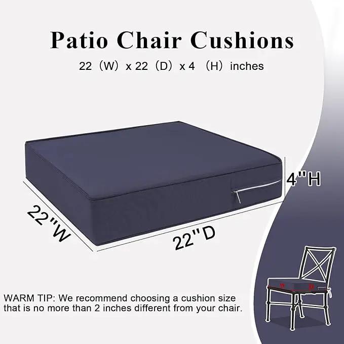 Outdoor Chair Cushions Set of 2 for Patio Furniture 22x22x4 Inch Waterproof Patio Chair Cushion 3 Year Color Fastness Square Elastic Foam Garden Sofa Couch Pads with Ties and Handle,Grey by GreenHaven Gardens