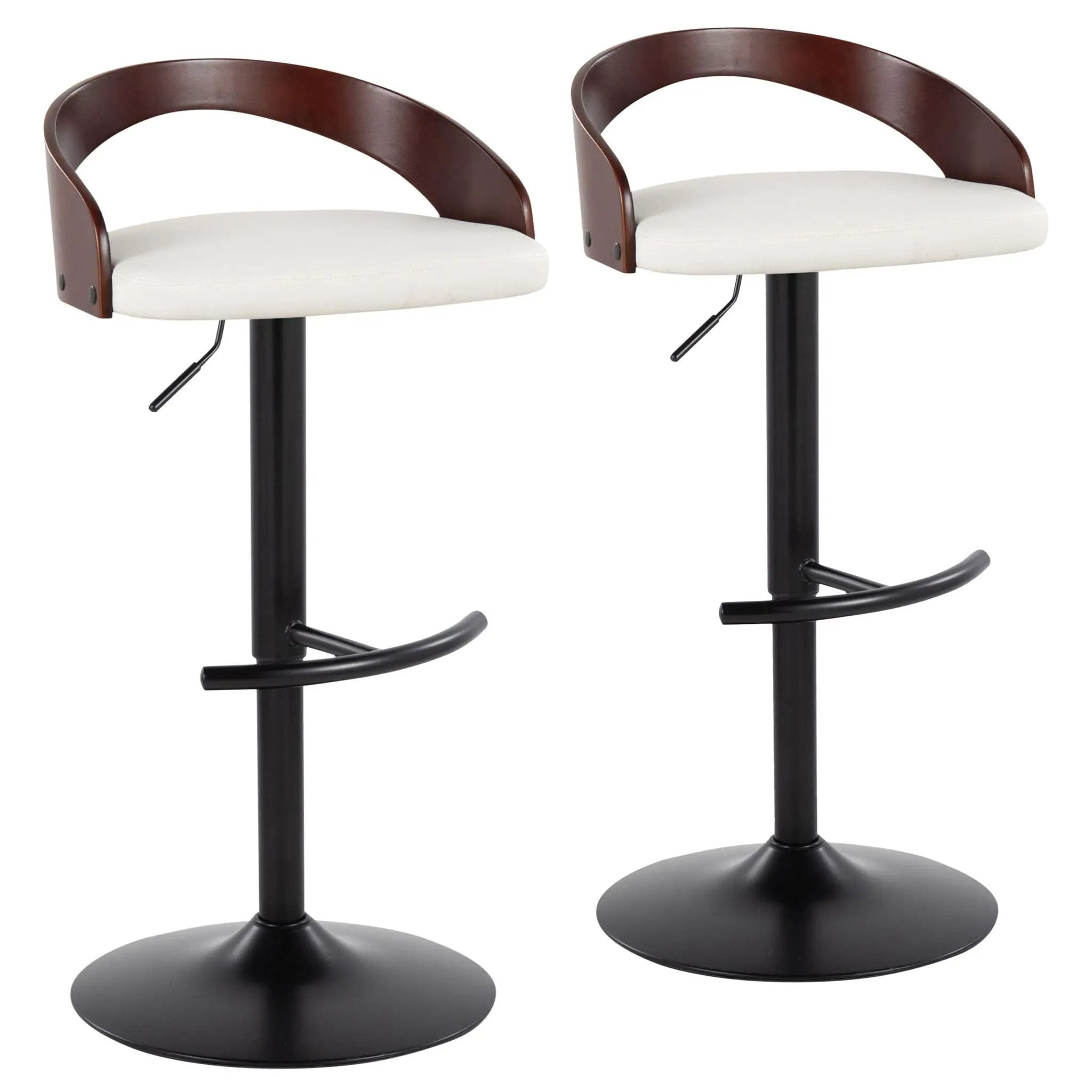 Grotto - Contemporary Adjustable Barstool With Swivel With Rounded T Footrest (Set of 2) by Unique Piece Furniture