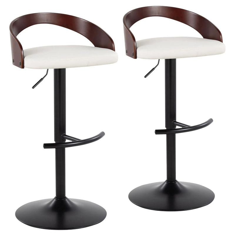 Grotto - Contemporary Adjustable Barstool With Swivel With Rounded T Footrest (Set of 2) by HouseOfZazla