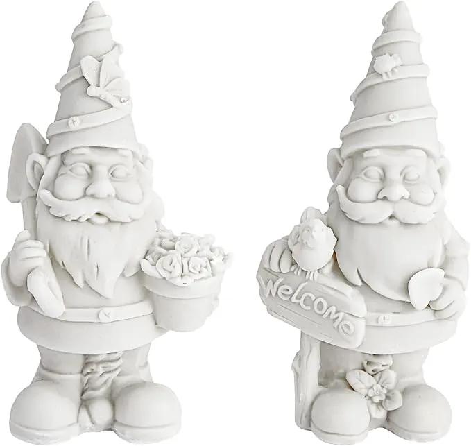 Bright Creations 2 Pack Ceramics to Paint - Paint Your Own Garden Gnome Statues, Blank Paintable Ceramics for Adults (5 in) by GreenHaven Gardens