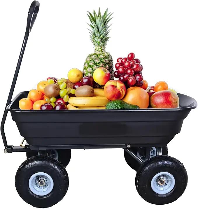 AAIN 600 Lbs Poly Garden Dump Cart,Camping Beach Wagon with 180° Rotating Handle and 10"Pneumatic Tires,Practical Heavy Duty Yard carts and Wagons,Quick Release Utility Wheel Barrow Trolley,Green A078 by GreenHaven Gardens