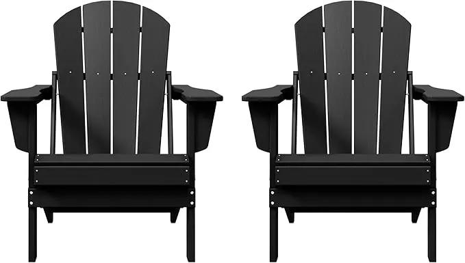 Westin Outdoors Laguna WO Home Furniture Adirondack Chair 2 PCS Set Outdoor Folding Patio Chair for Bon Fire Pit Garden Lawn Backyard Lounging Relaxing (Black) by GreenHaven Gardens
