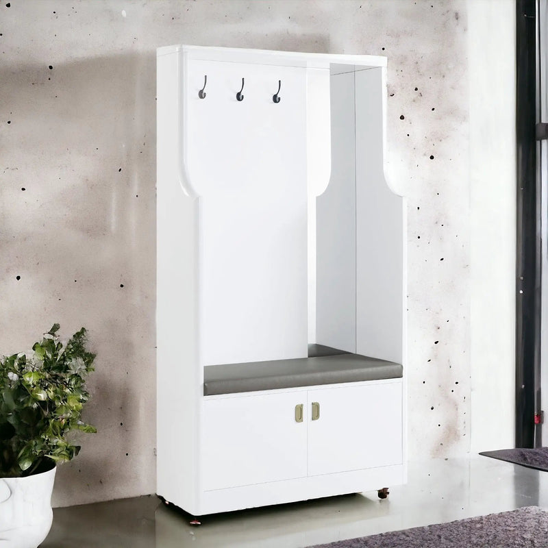 Buck II - High Gloss Hall Tree - White by Unique Piece Furniture
