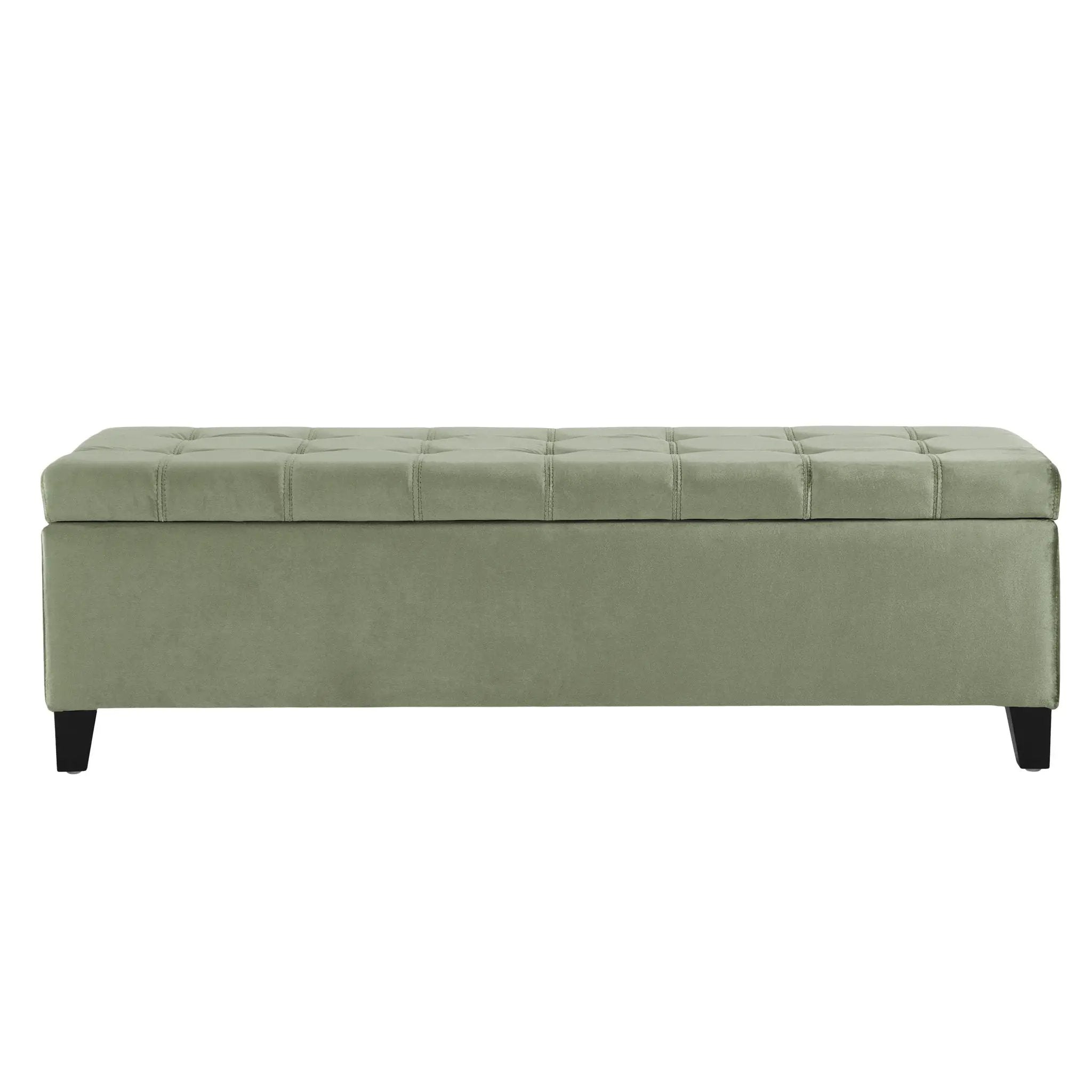 Wendover Elegant Tufted Storage Bench With Lift-Up Top And Birch Wood Legs by HouseOfZazla