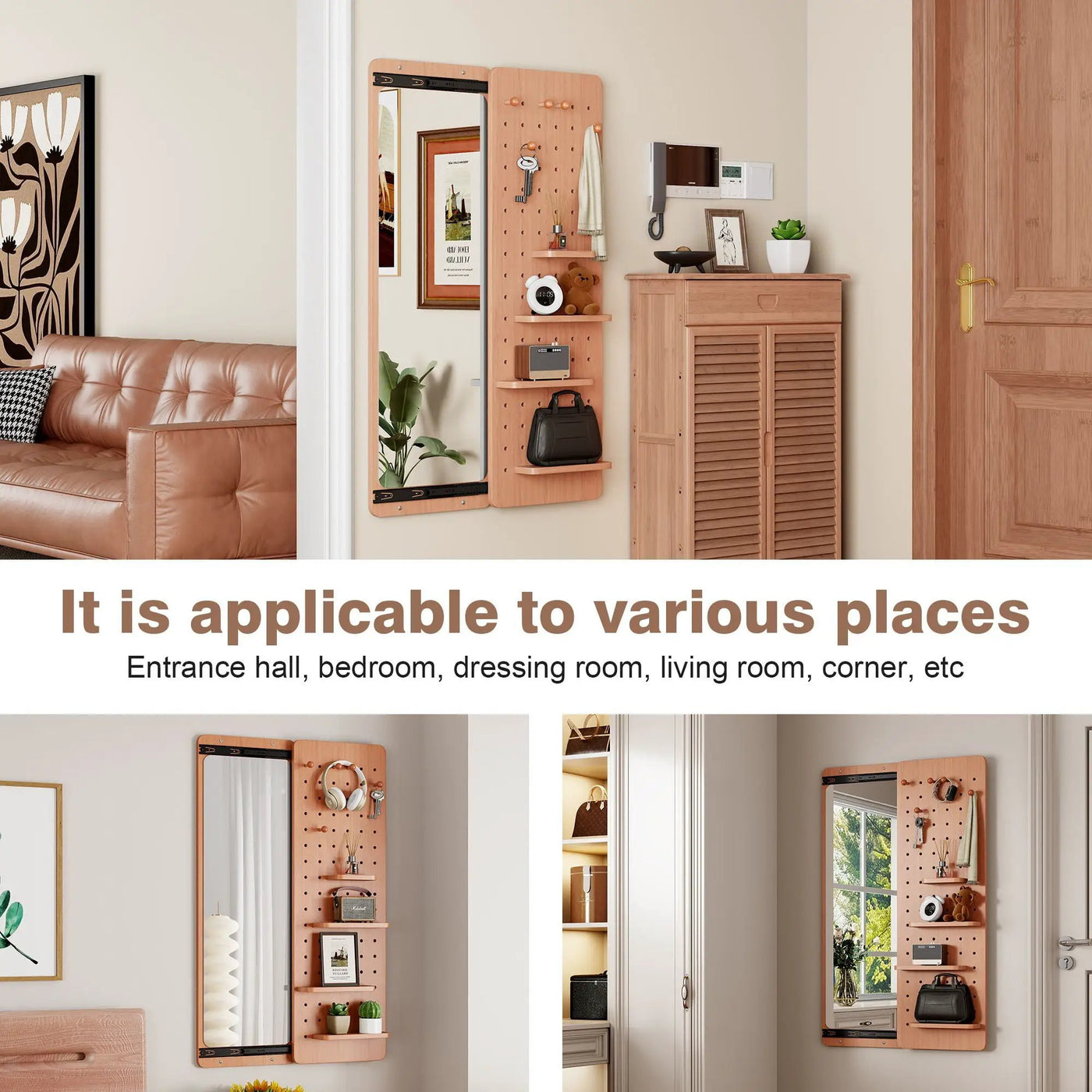 Wall Mounted Full Length Mirror With Shelf And Hook by HouseOfZazla
