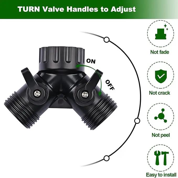 1/4 Inch Drip Irrigation Tubing to Faucet Adapter Connector, 2 Way Y Splitter for 3/4" Inch Garden Hose to 1/4 Inch Drip Irrigation Hose by GreenHaven Gardens
