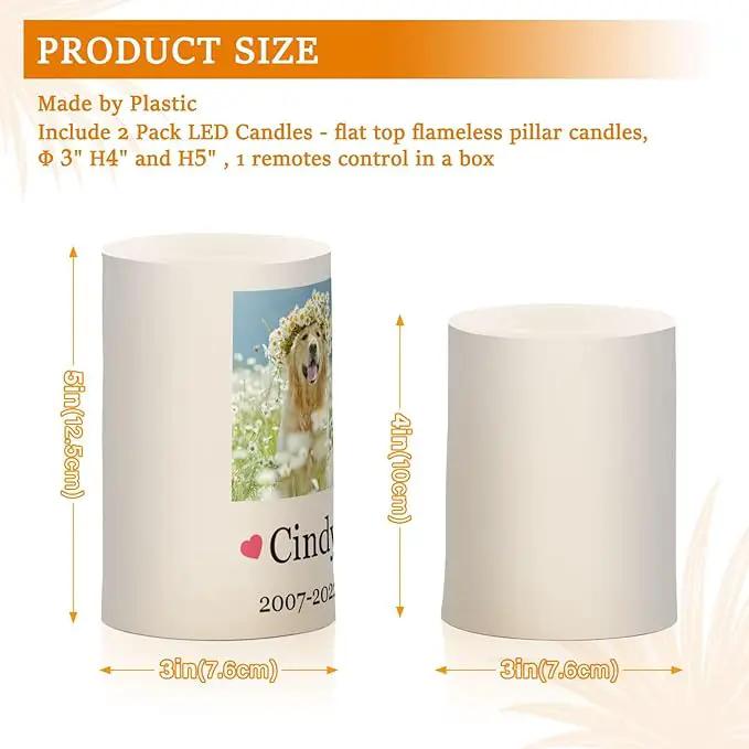 Vdsrup Flameless Candles Set of 2 Memorial Pet LED Candles with Timer Battery Operated Customize Candle Lights Flickering with Remote for Home Bedroom Decor by GreenHaven Gardens