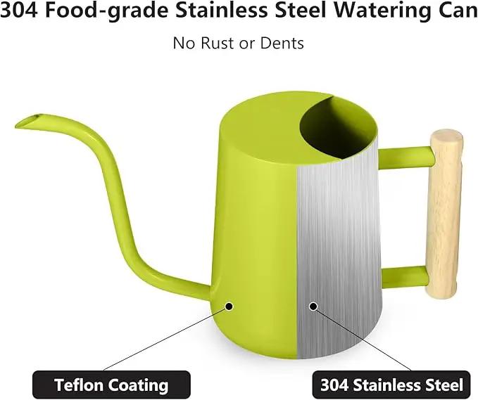 Watering Can Indoor Plants, 35oz Small Stainless Steel Metal Watering Can Modern Decorative Watering Pot with Long Spout for Indoor House Plant Bonsai Garden Flowers (Bright Green) by GreenHaven Gardens