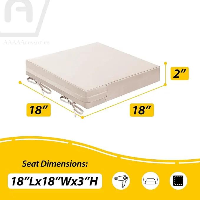 AAAAAcessories Outdoor Seat Cushions for Chairs, Waterproof, Fade-Resistant Patio Furniture Replacement Cushions, 18" x 18" x 2", Set of 2, Khaki Beige by GreenHaven Gardens