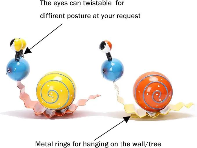 Metal Garden Decor Cute Snail Yard Art Outdoor Lawn Patio Ornament Fence Decorations for Outside - Set of 2(Yellow,Orange) by GreenHaven Gardens