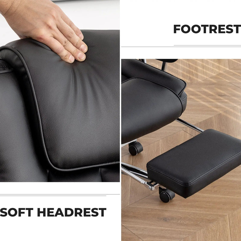 Big and Tall Executive Office Chair with Footrest - Black by HouseOfZazla