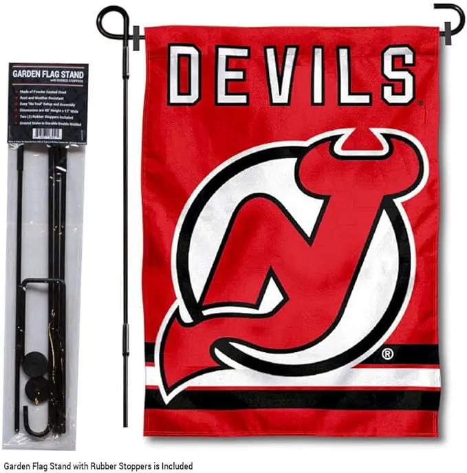 WinCraft New Jersey Devils Garden Flag with Pole Stand Holder by GreenHaven Gardens