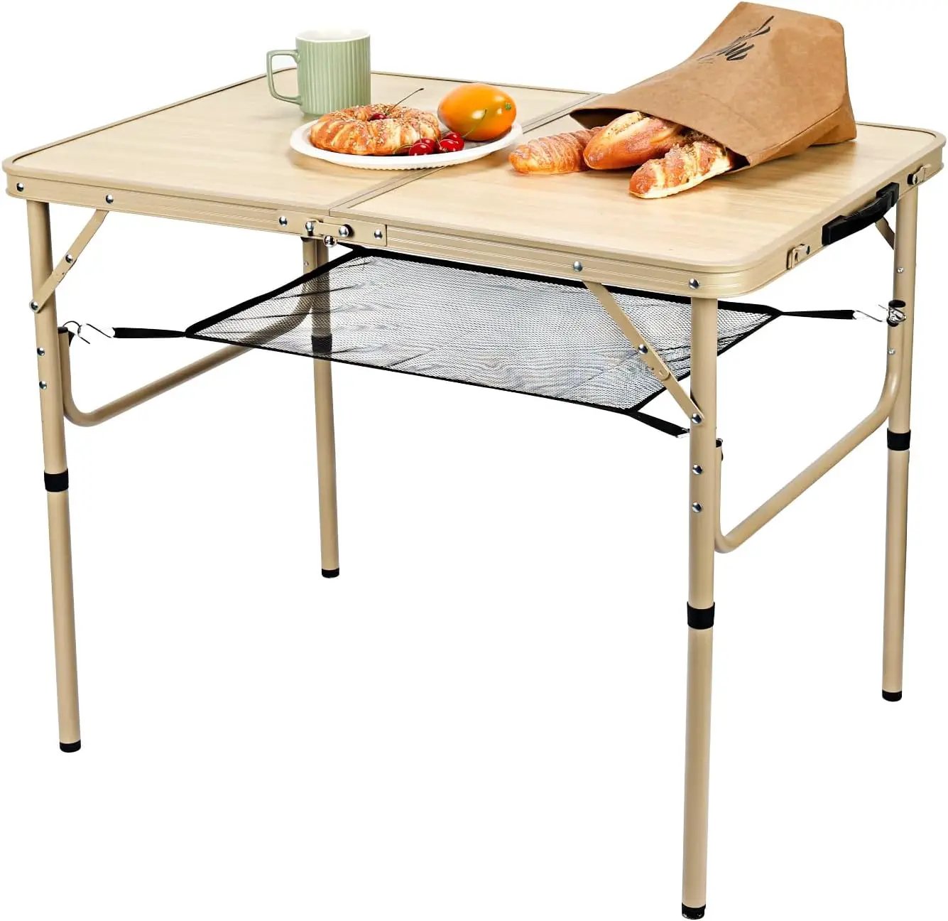Folding Table 3FT Camping Table 2 Adjustable Height Lightweight Portable Aluminum Mini Foldable for Picnic Beach Indoor Outdoor, Yellow by GreenHaven Gardens