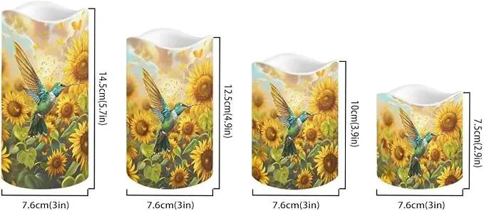 Ystardream Operated Candles with Flickering Flame Flameless Taper Candles Flickering Operated Electric Pillar Candle LED Candle for Indoor Outdoor Home Decor Hummingbird Sunflower by GreenHaven Gardens
