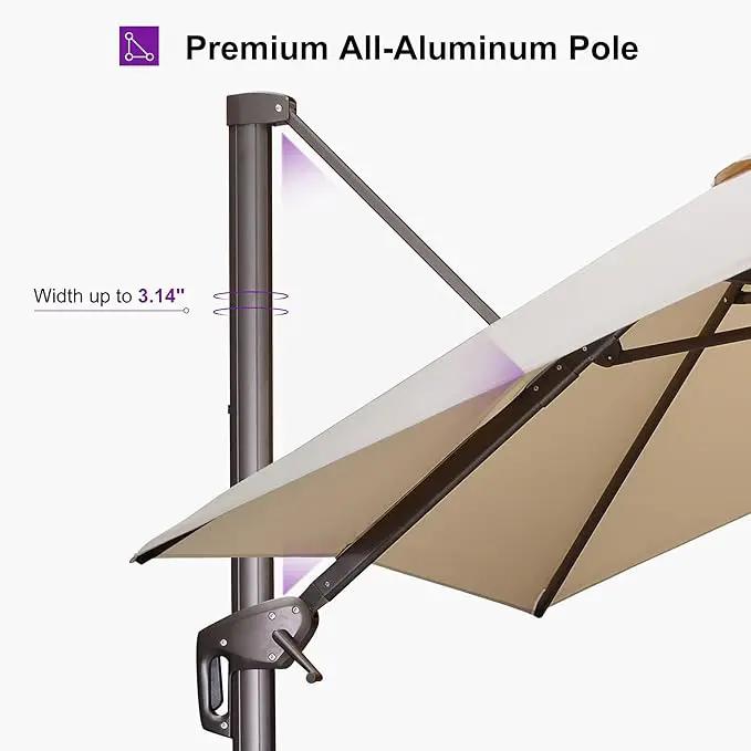 PURPLE LEAF 8 Feet Cantilever Patio Umbrella Square Umbrella with 360° Rotation and Aluminum Offset Hanging Outdoor Umbrella for Pool Garden Backyard Deck, Beige by GreenHaven Gardens