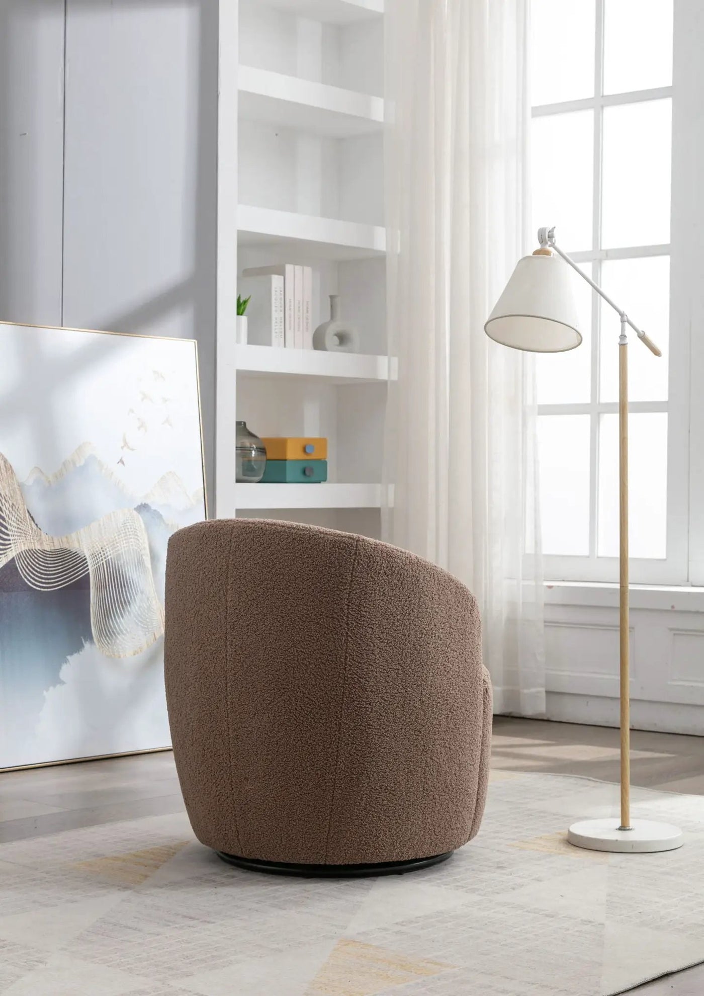 Teddy Fabric Swivel Accent Armchair Barrel Chair by HouseOfZazla