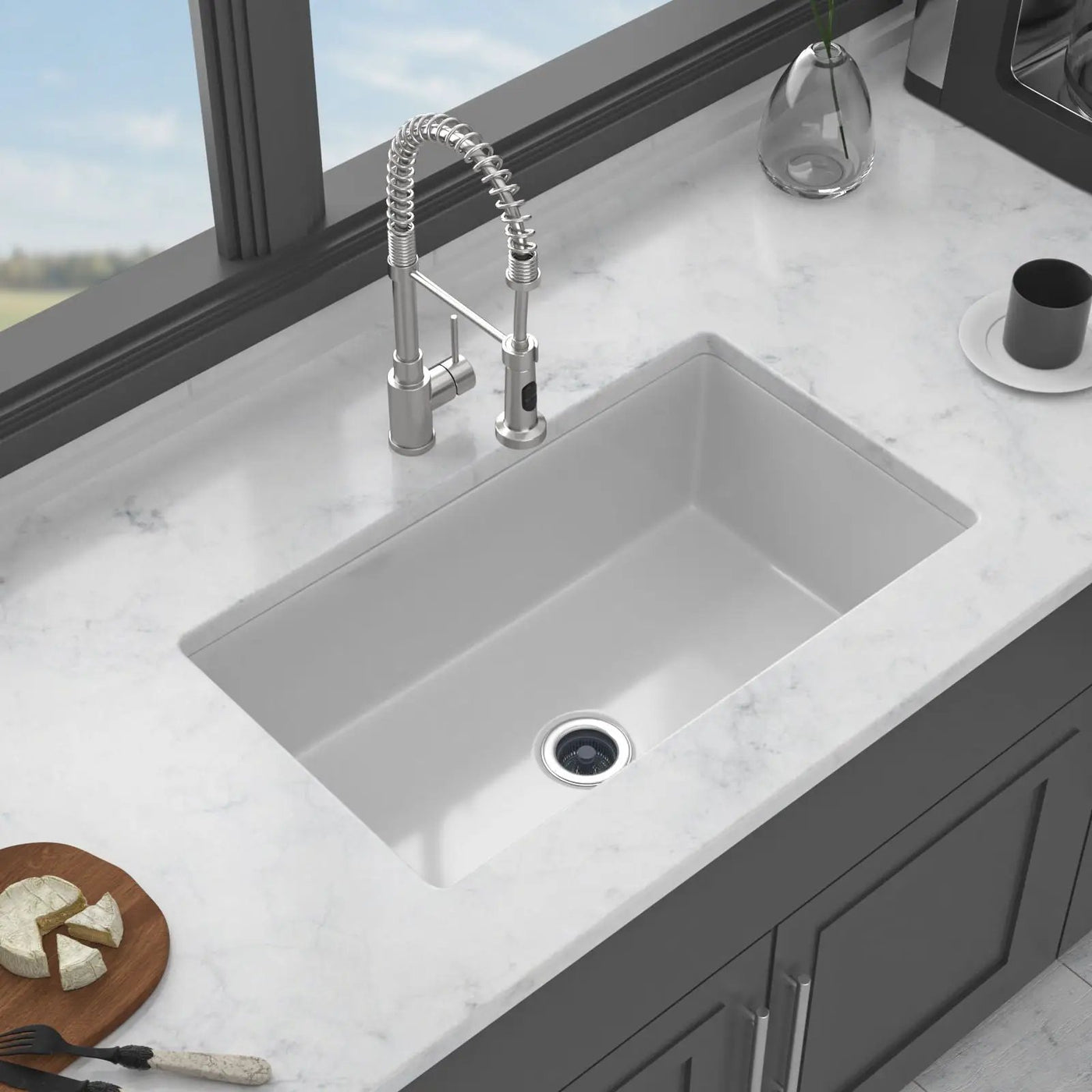 Rectangular Deep Single Bowl Kitchen Sink With Dual Mount Installation by HouseOfZazla