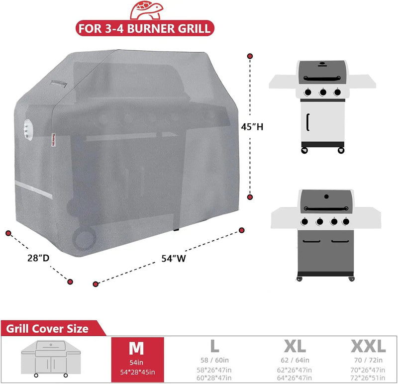 BBQ Grill Cover, 54 Inch Heavy Duty Waterproof 3-4 Burner Barbecue Gas Grill Covers for Weber Spirit Char-Broil Brinkmann, Gray by GreenHaven Gardens