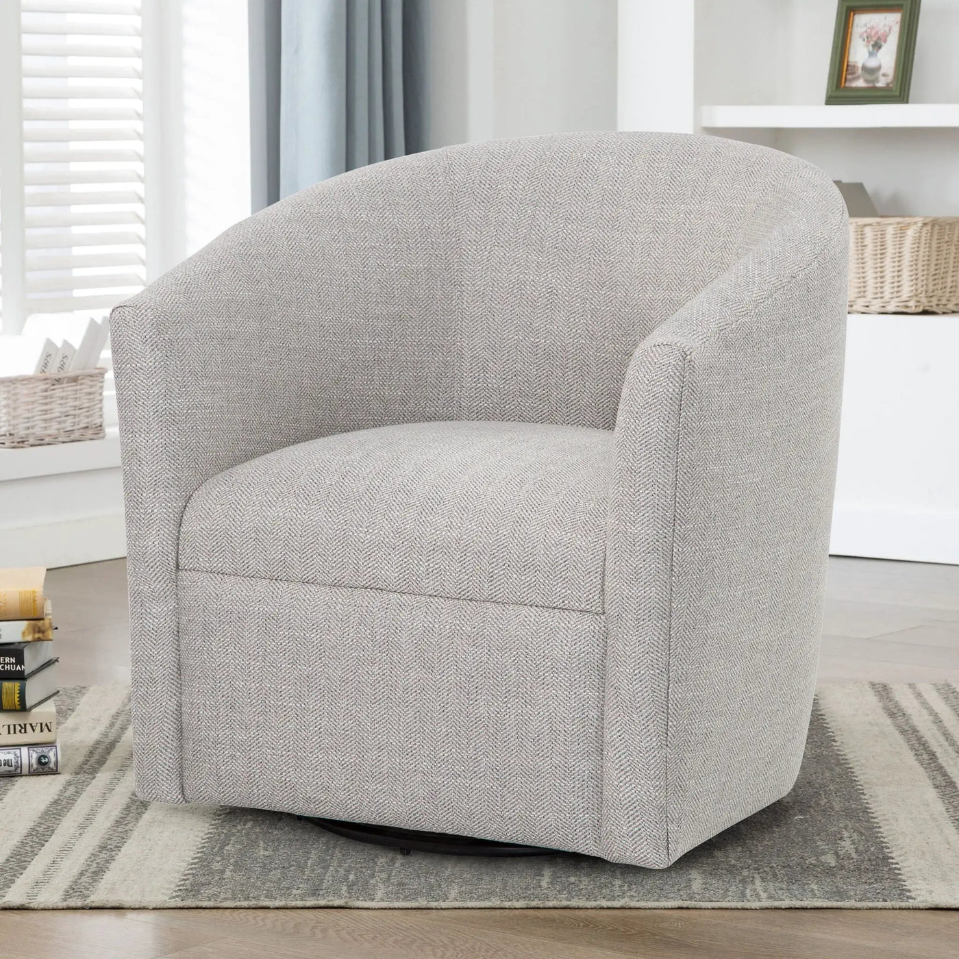Lainey - Swivel Barrel Chair With 360 Degree Rotation by HouseOfZazla