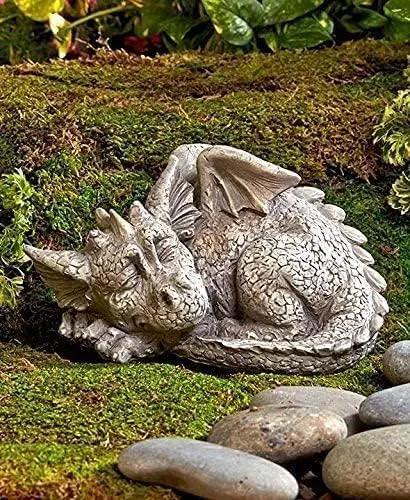 Sleeping Dragon Garden Outdoor Statue Adorable Mythical Creature Baby Sleeping Dragon by GreenHaven Gardens