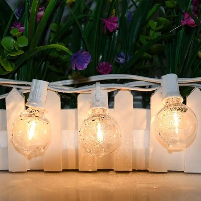 GOOTHY 25Ft Globe Led String Lights Waterproof, Connectable Hanging Patio String Lights with 14 LED Plastic Globe Bulbs, Indoor/Outdoor Decoration Lights for Room Patio Garden Bistro Backyard -White by GreenHaven Gardens