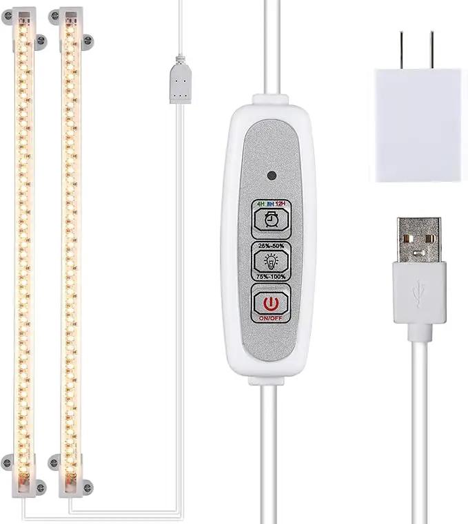 Two Heads Strip Growing Lamp, Full Spectrum Grow Light Strips for Indoor Plants with Auto ON/Off Timer & 4 Dimmable Levels, Led Grow Light for Green House Hydroponics Succulent by GreenHaven Gardens