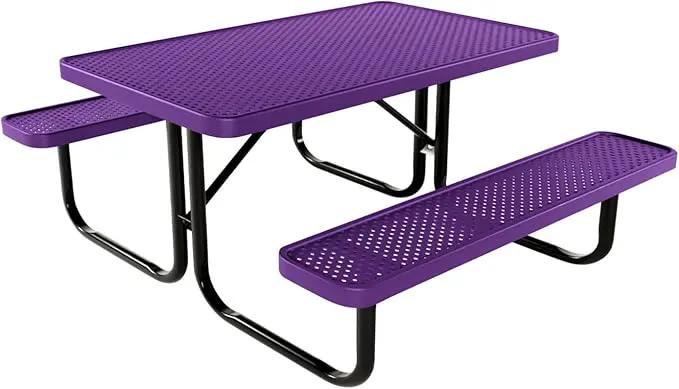 Coated Outdoor Furniture Heavy-Duty Portable Outdoor Kids Table, Punched Steel Kids Picnic Table, Commercial-Grade Picnic Table, Made in America (4ft Rectangular, Childrens, Purple) by GreenHaven Gardens