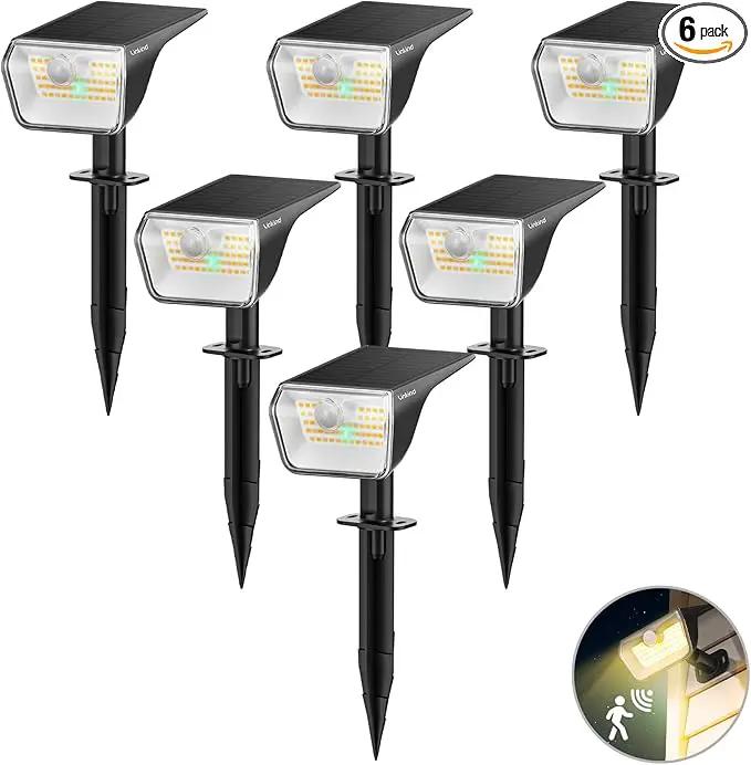 Linkind Solar Lights Outdoor Waterproof IP67, 3000K/6500K Solar Motion Sensor Lights with 6 Modes, 60 LEDs Solar Powered Spot Lights Outside Landscape Lighting for Garden Yard Pathway, 6 Pack by GreenHaven Gardens