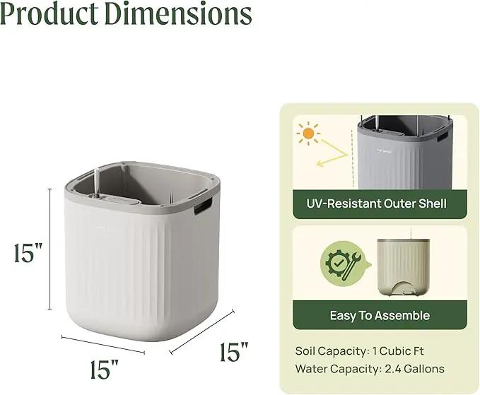 Vego garden Self Watering Pots Home Planters with Water Gauge for Effortless Indoor Plants Cream White by GreenHaven Gardens